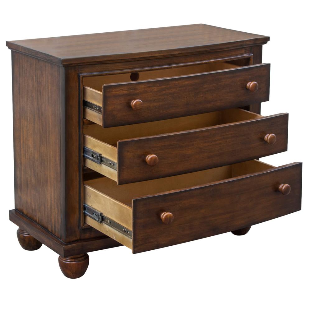 Bahama Shutter Wood 3-Drawer Tropical Walnut Nightstand 30 in. H x 33 in. W x 17 in. D. Picture 4