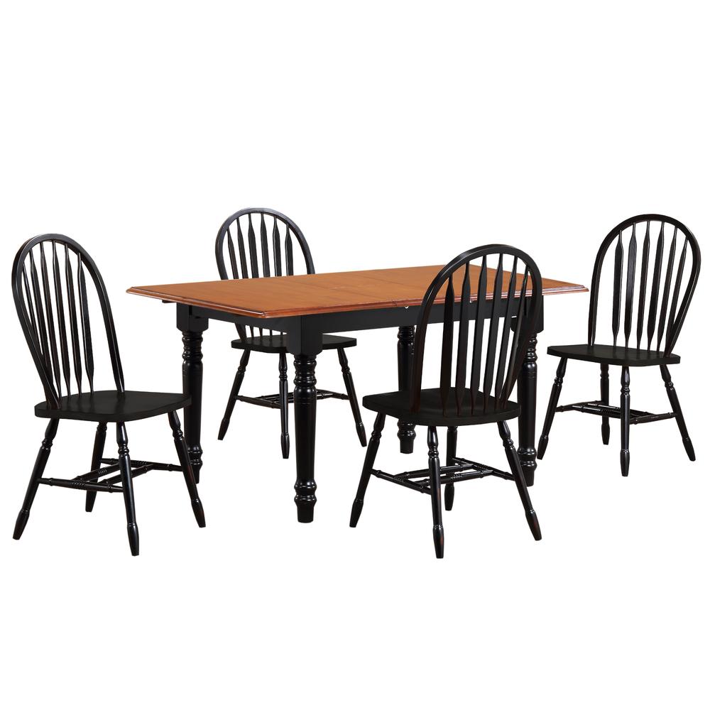 Black Cherry Selections 5-Piece Solid Wood Dining Table Set. Picture 1