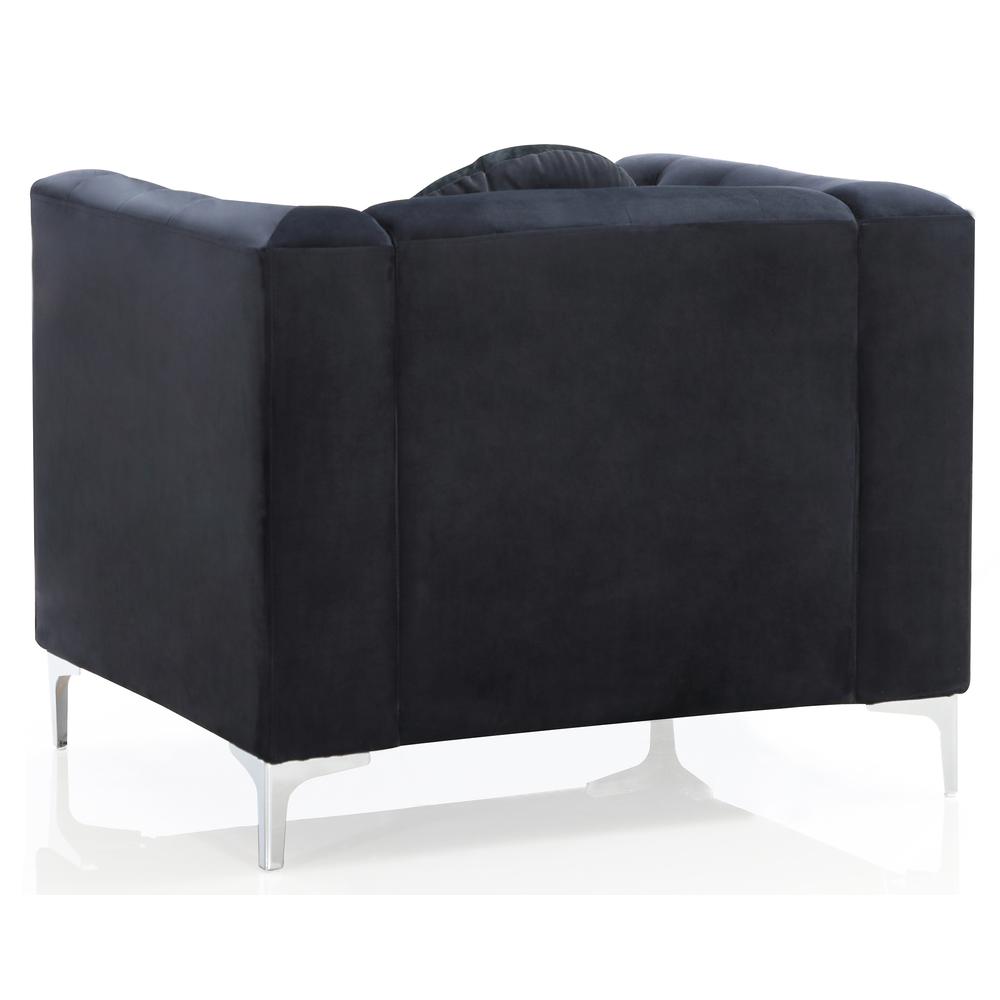 Pompano Black Tufted Velvet Accent Chair. Picture 3