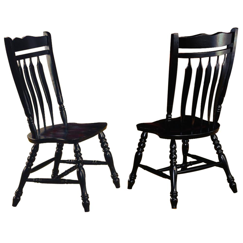 Oak Selections Distressed Antique Black with Cherry Rub Side Chair (Set of 2), BH-C10-AB-2. The main picture.