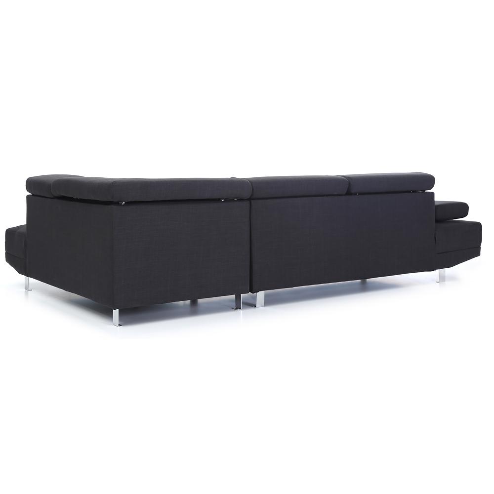 Riveredge 109 in. W 2-piece Polyester Twill L Shape Sectional Sofa in Black. Picture 3