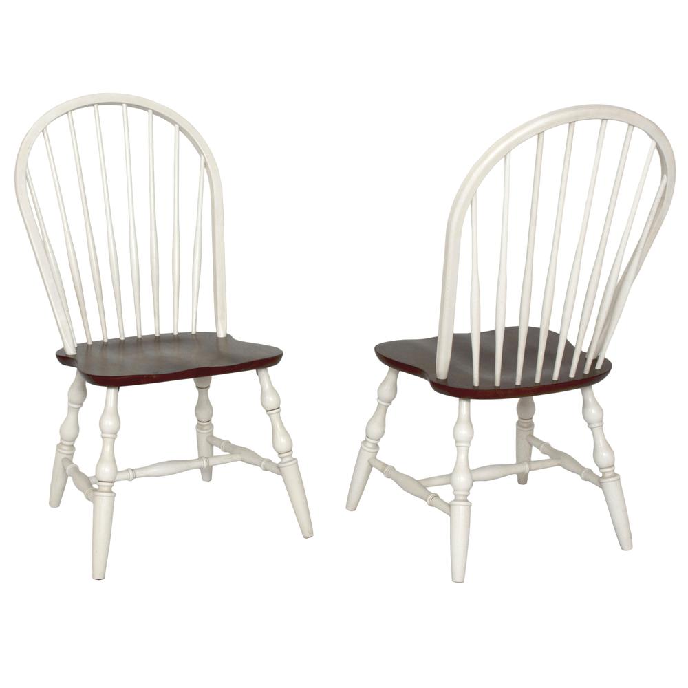 Andrews Distressed Antique White with Chestnut Brown Side Chair (Set of 2). Picture 1