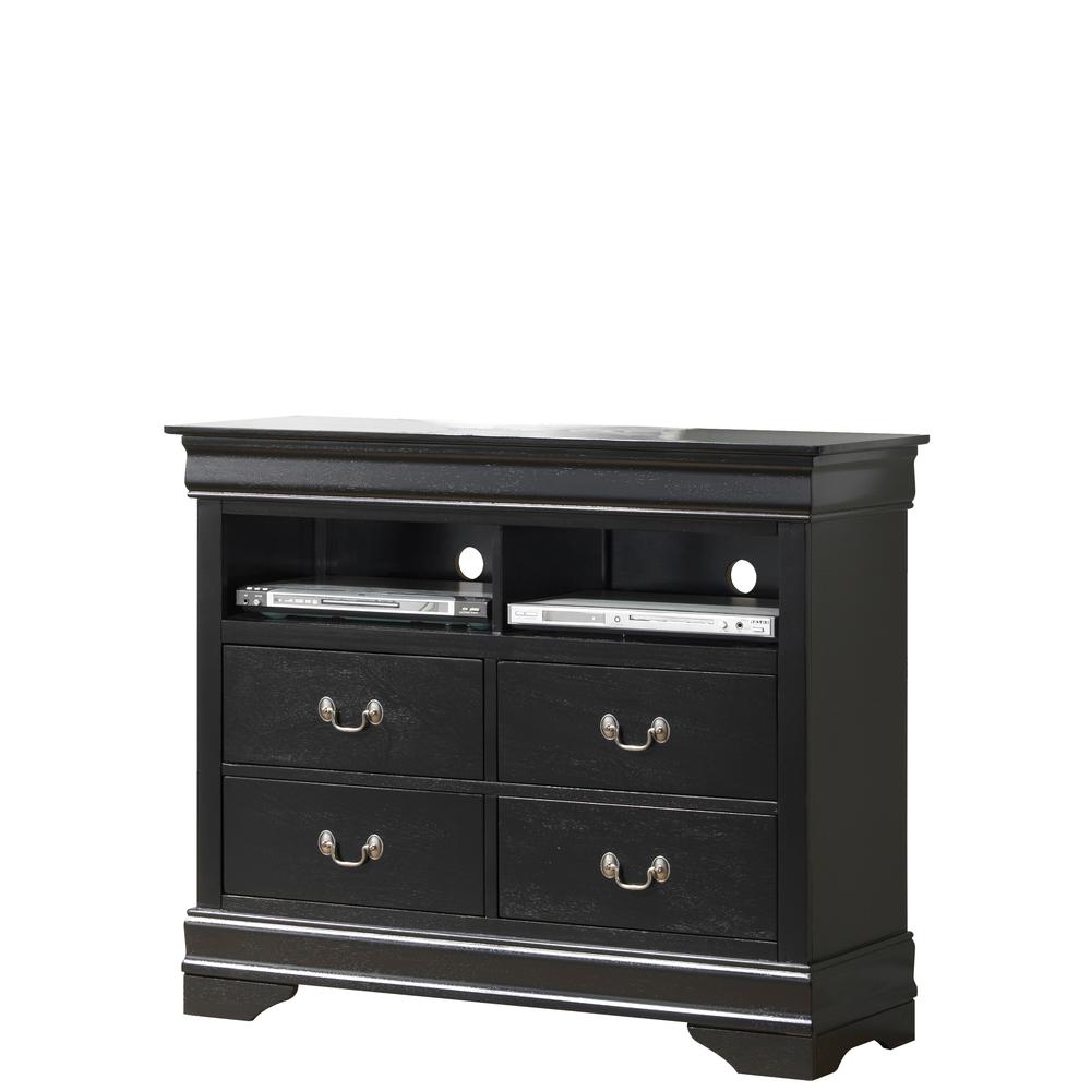 Louis Phillipe Black 4 Drawer Chest of Drawers (42 in L. X 18 in W. X 35 in H.). Picture 2
