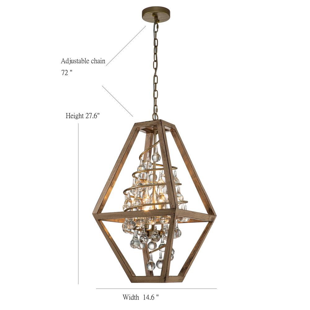 Mildred Farmhouse wooden 3-Light 15" Wide Rustic Chandelier. Picture 8