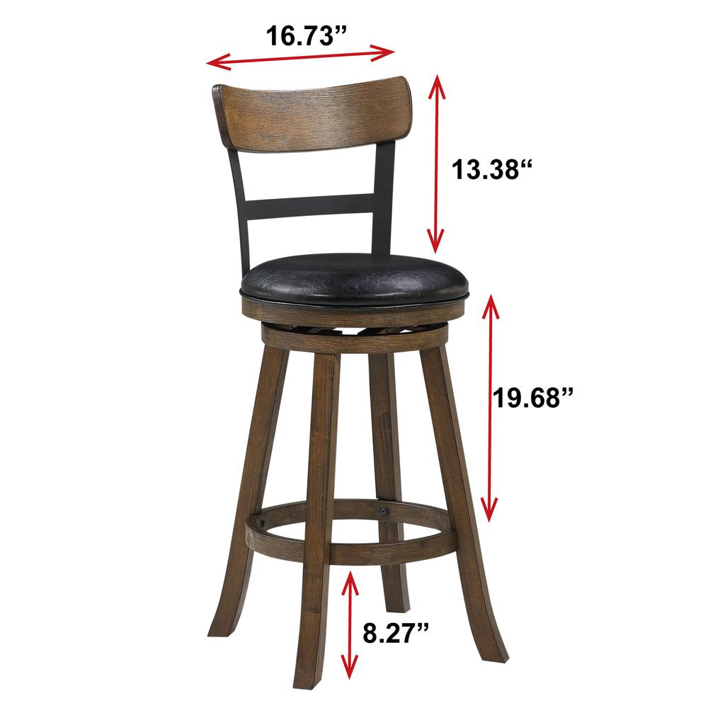 SH 42.5 in. Walnut High Back Wood and Metal 29 in. Bar Stool. Picture 6
