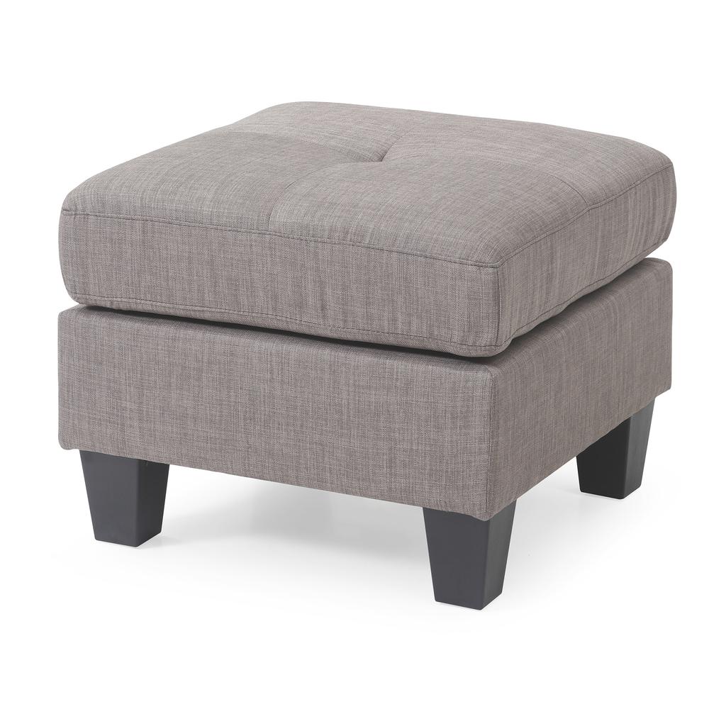 Newbury Gray Twill Upholstered Ottoman. Picture 2