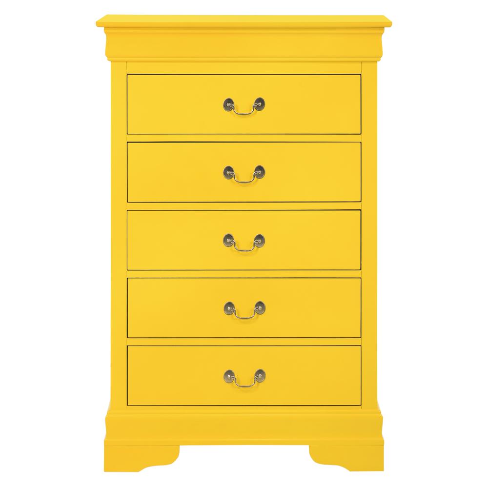 Louis Phillipe II Yellow 5 Drawer Chest of Drawers (31 in L. X 16 in W. X 48 in H.). Picture 2