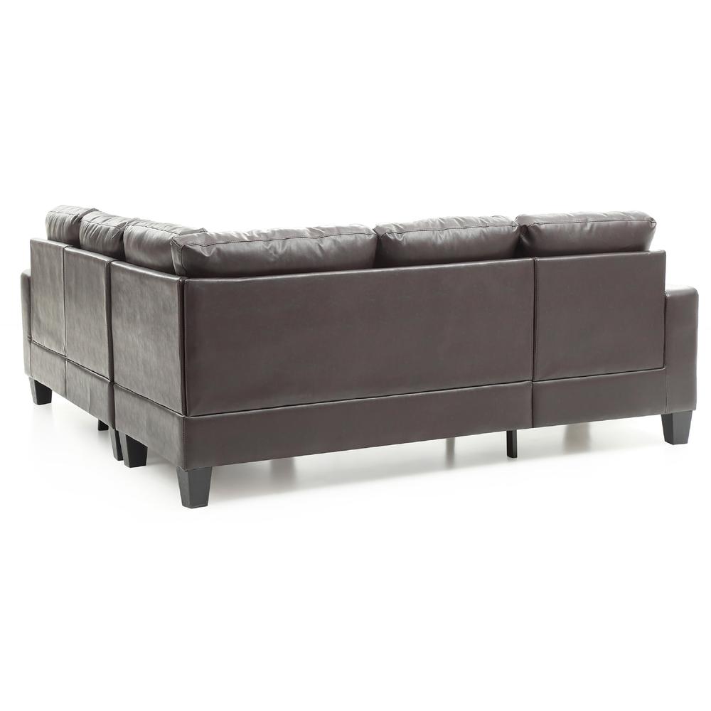 Newbury 82 in. W 2-piece Faux Leather L Shape Sectional Sofa in Dark Brown. Picture 3
