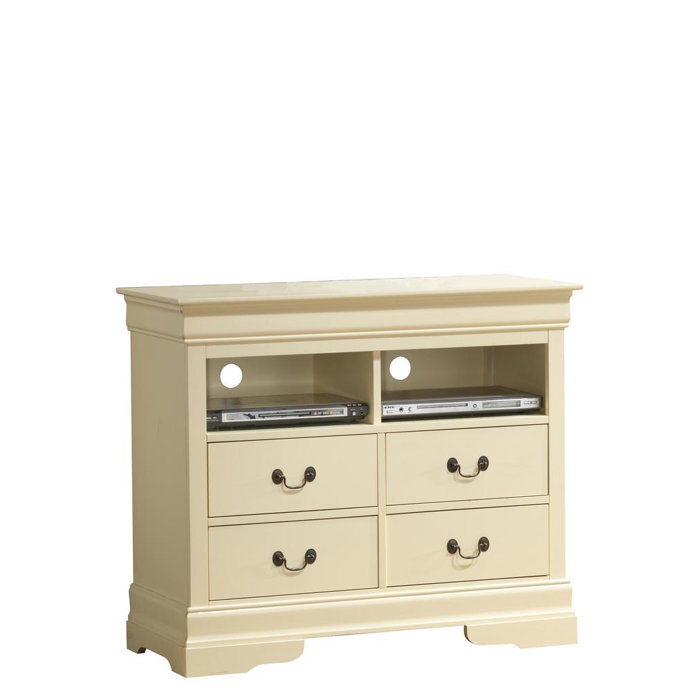 Louis Phillipe Beige 4 Drawer Chest of Drawers (42 in L. X 18 in W. X 35 in H.). Picture 1