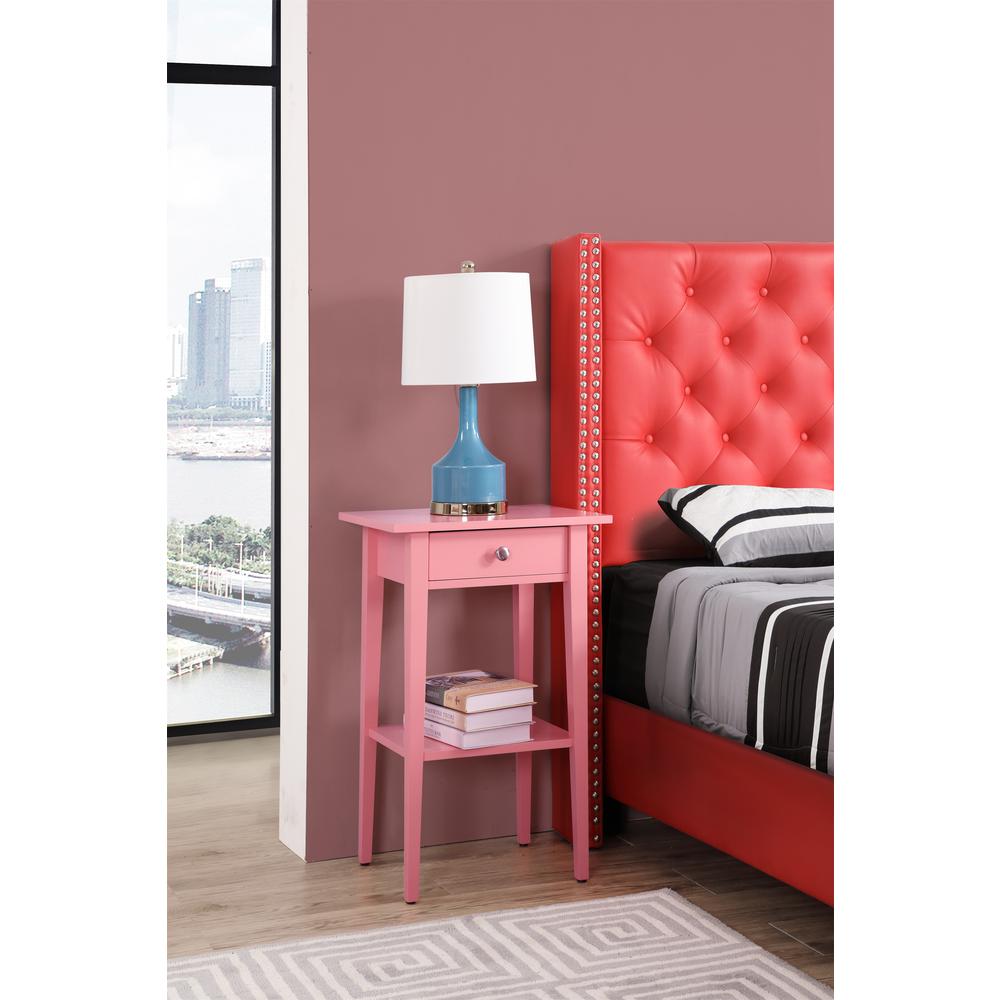 Dalton 1-Drawer Pink Nightstand (28 in. H x 14 in. W x 18 in. D). Picture 6