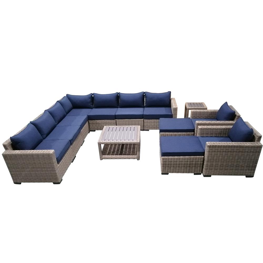 13-Piece Outdoor Patio Furniture Set Wicker  Sectional Sofa & Couch with Coffee Table, CS-W28S. Picture 1