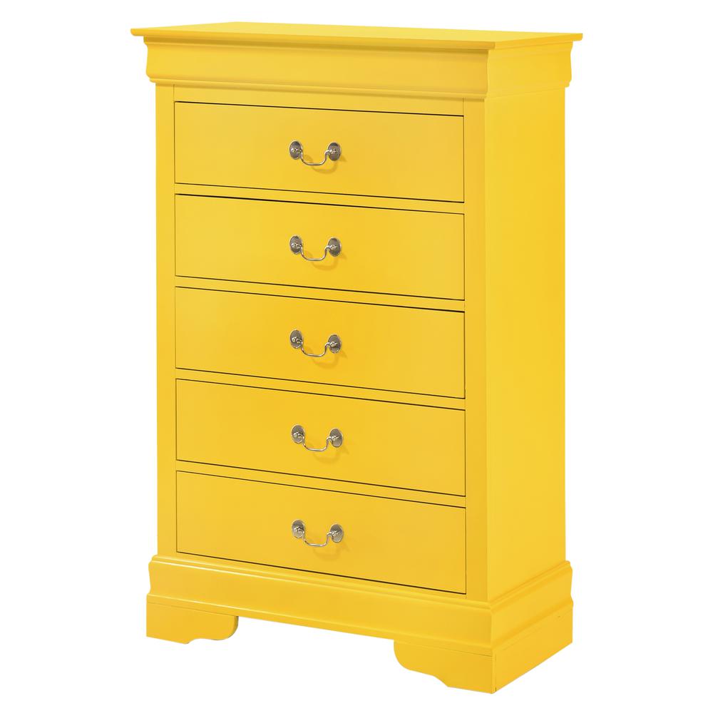 Louis Phillipe II Yellow 5 Drawer Chest of Drawers (31 in L. X 16 in W. X 48 in H.). Picture 1