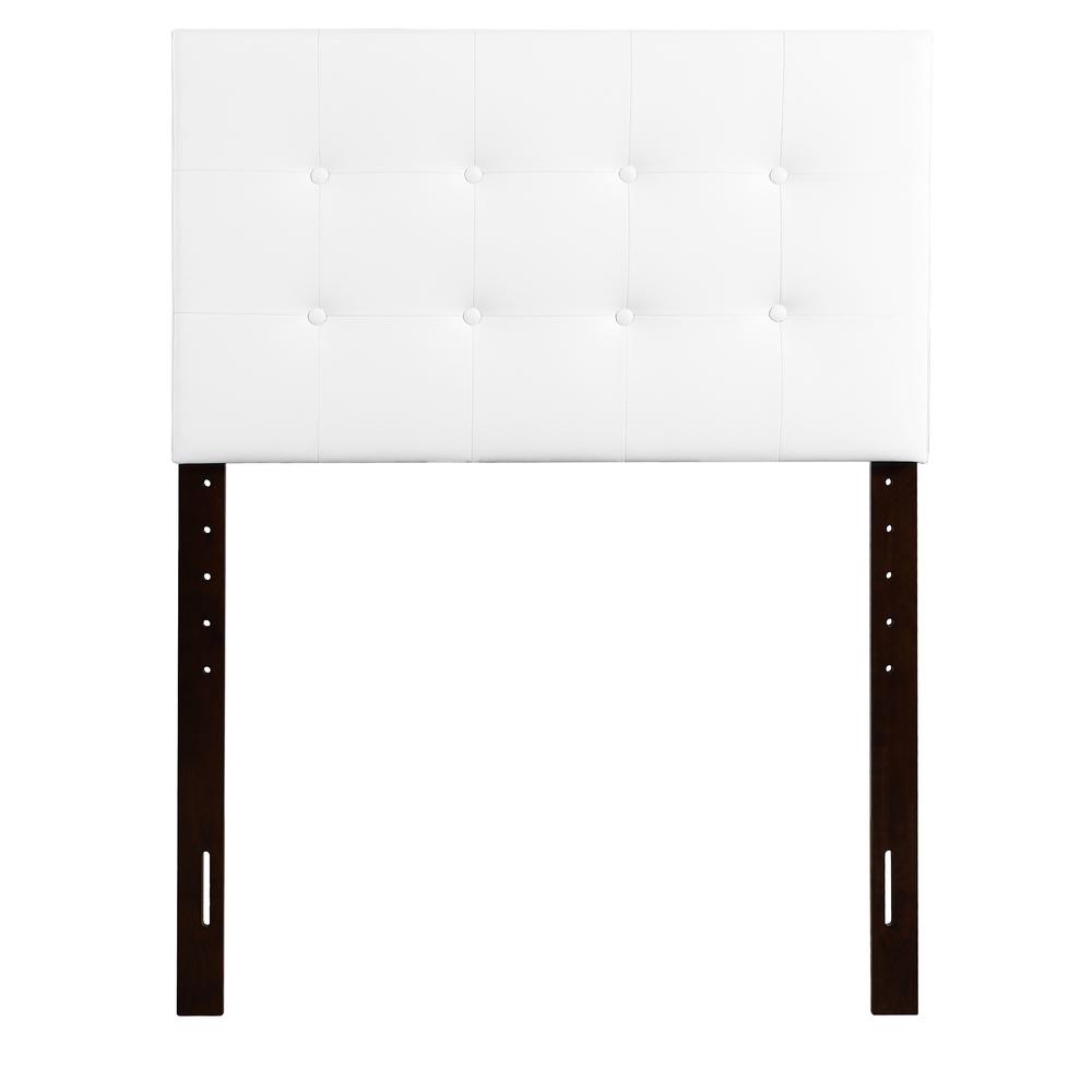 Super Nova White Twin Upholstered Tufted Panel Headboard. Picture 1