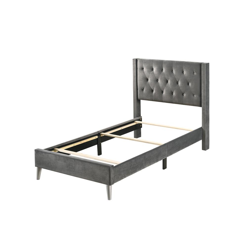 Bergen Gray Twin Tufted Panel Bed. Picture 4