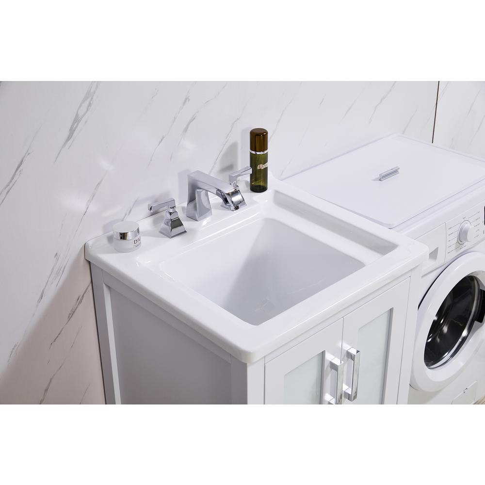 24 in. x 34 in. White Engineered Wood Laundry Sink with a Basket Included. Picture 2