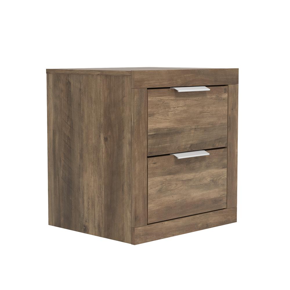 Harlowin 2-Drawer Knotty Oak Nightstand (20.3 in. × 16.3 in. × 18.9 in.). Picture 2