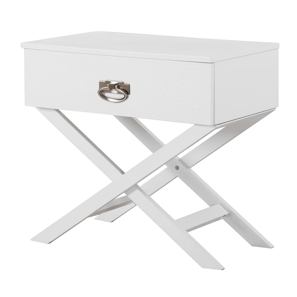 Xavier 1-Drawer White Nightstand (25 in. H x 16 in. W x 27 in. D). Picture 2