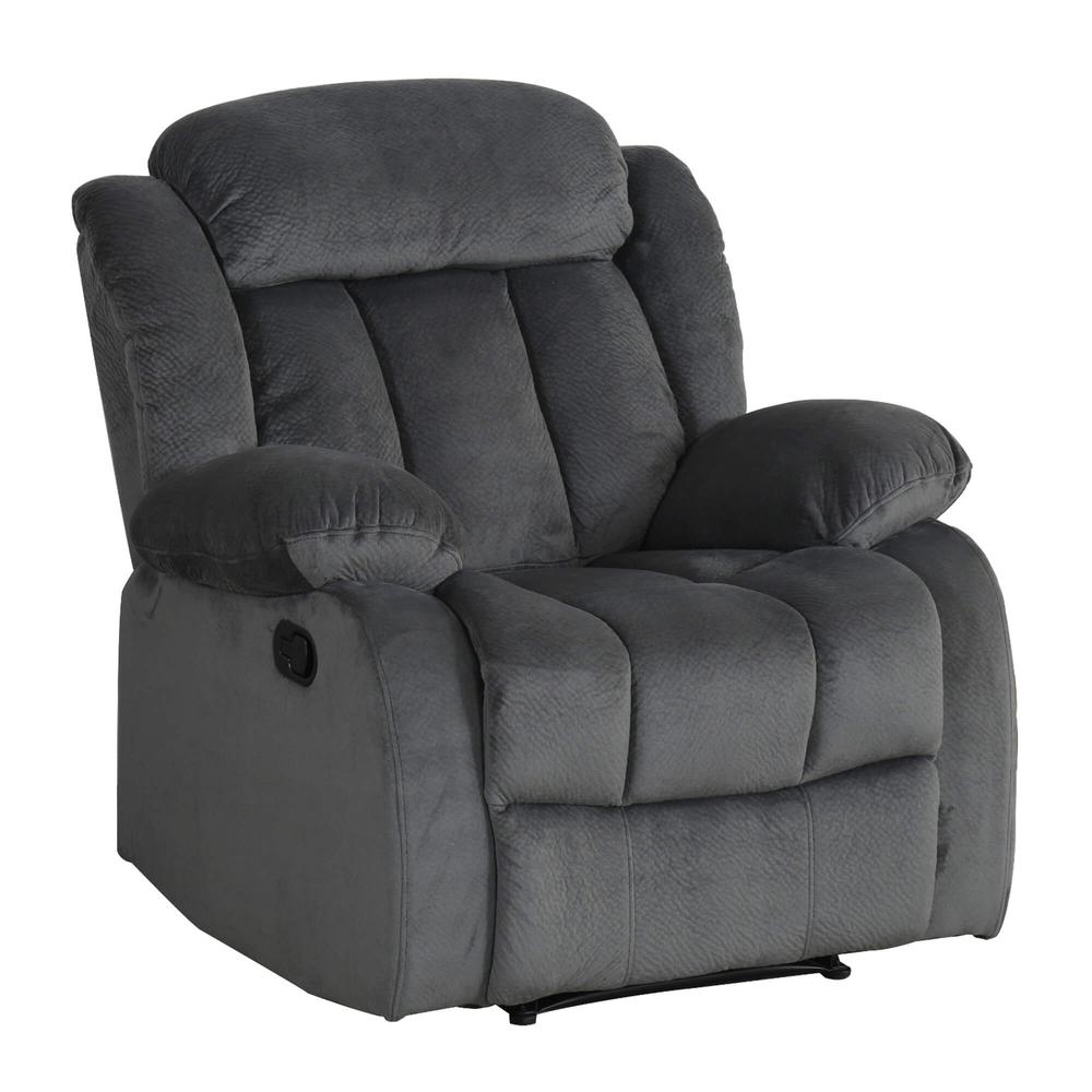 Madison Charcoal Gray with Blue Reclining Chair. Picture 2