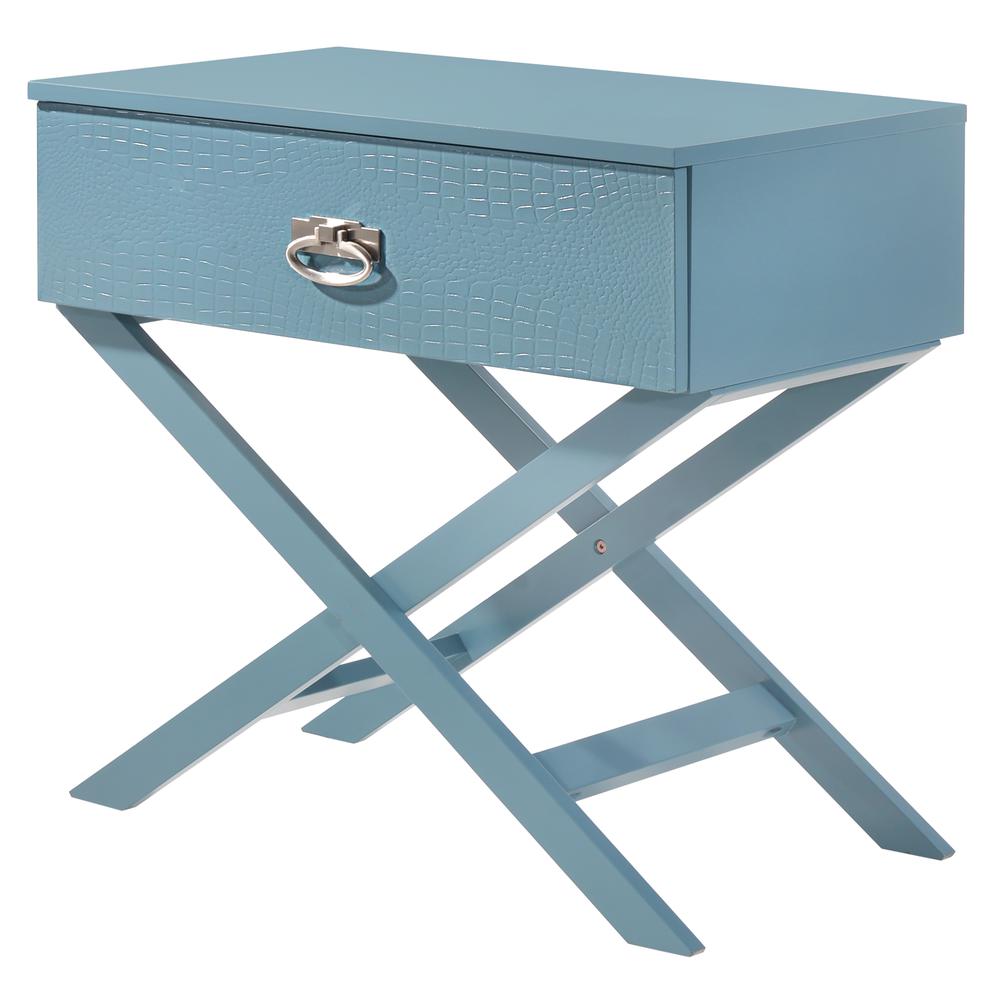 Xavier 1-Drawer Teal Nightstand (25 in. H x 16 in. W x 27 in. D). Picture 2