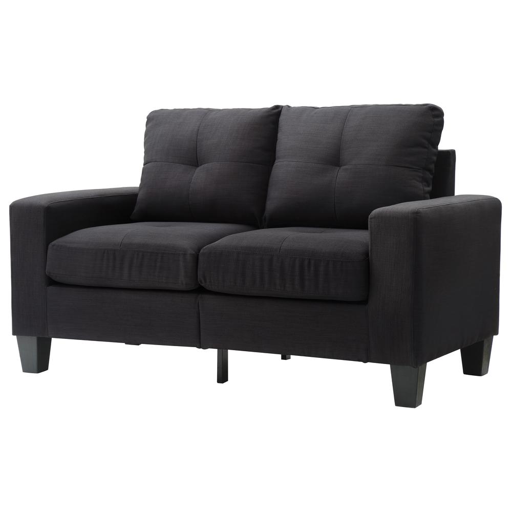 Newbury 58 in. W Flared Arm Cotton Straight Sofa in Black. Picture 2