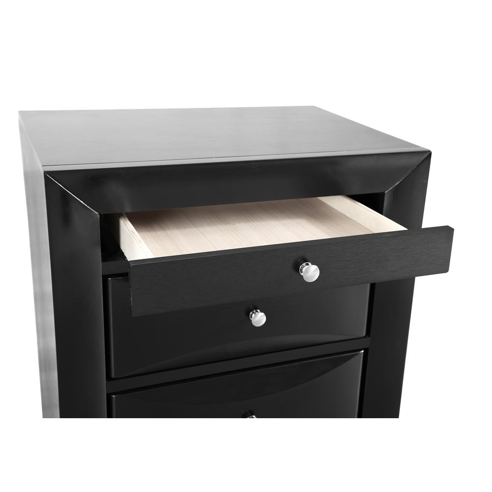 Marilla 3-Drawer Black Nightstand (28 in. H x 17 in. W x 23 in. D). Picture 1