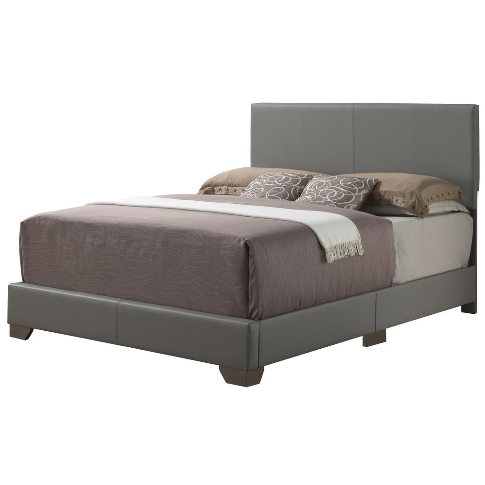 Aaron Light Grey Upholstered King Panel Bed. Picture 2