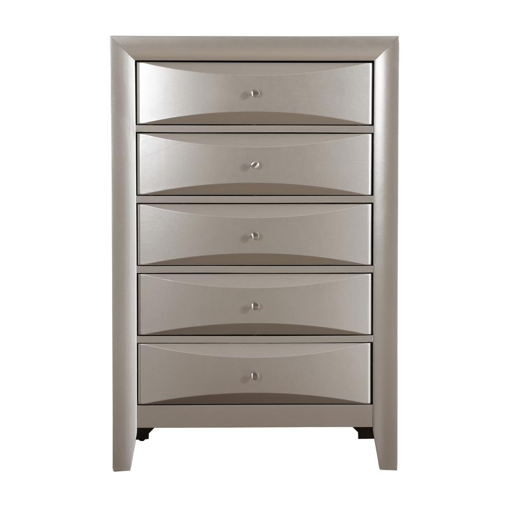 Marilla Silver Champagne 5-Drawer Chest of Drawers (32 in. L X 17 in. W X 48 in. H). Picture 1