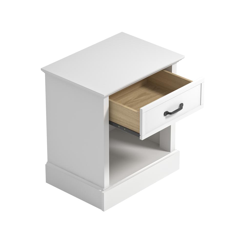 Xylon 1-Drawer White Nightstand (21.7 in. x 24.4 in. x 15.7 in.). Picture 5