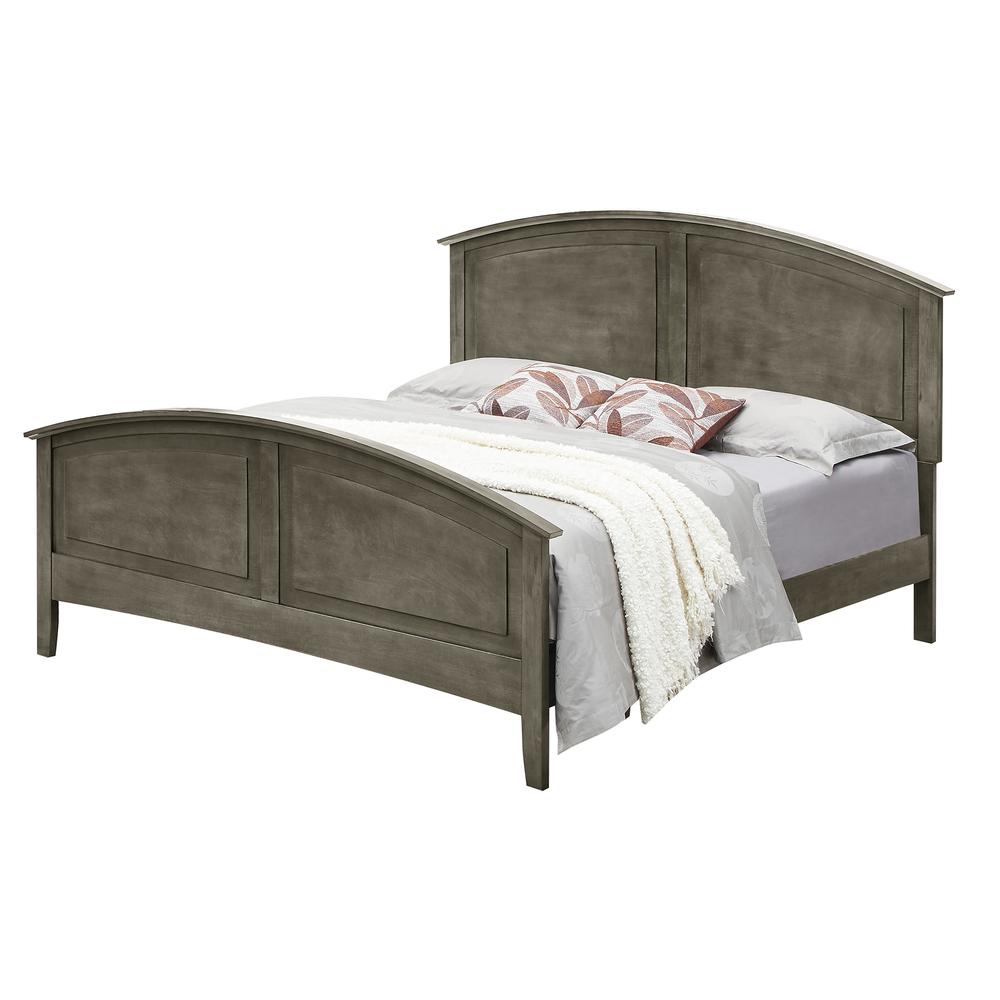 Hammond Gray King Panel Bed with Curved Top Rail. Picture 1