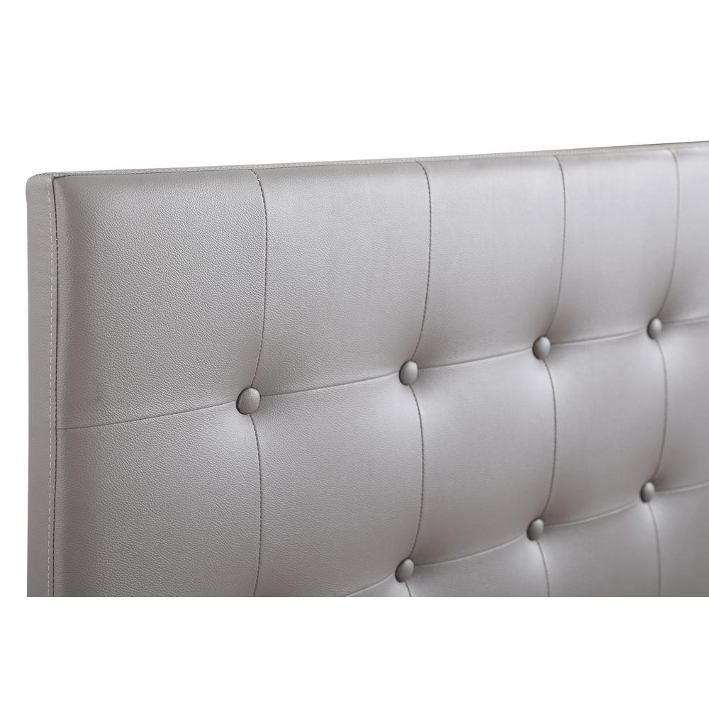 Super Nova Light Grey Twin Upholstered Tufted Panel Headboard. Picture 5