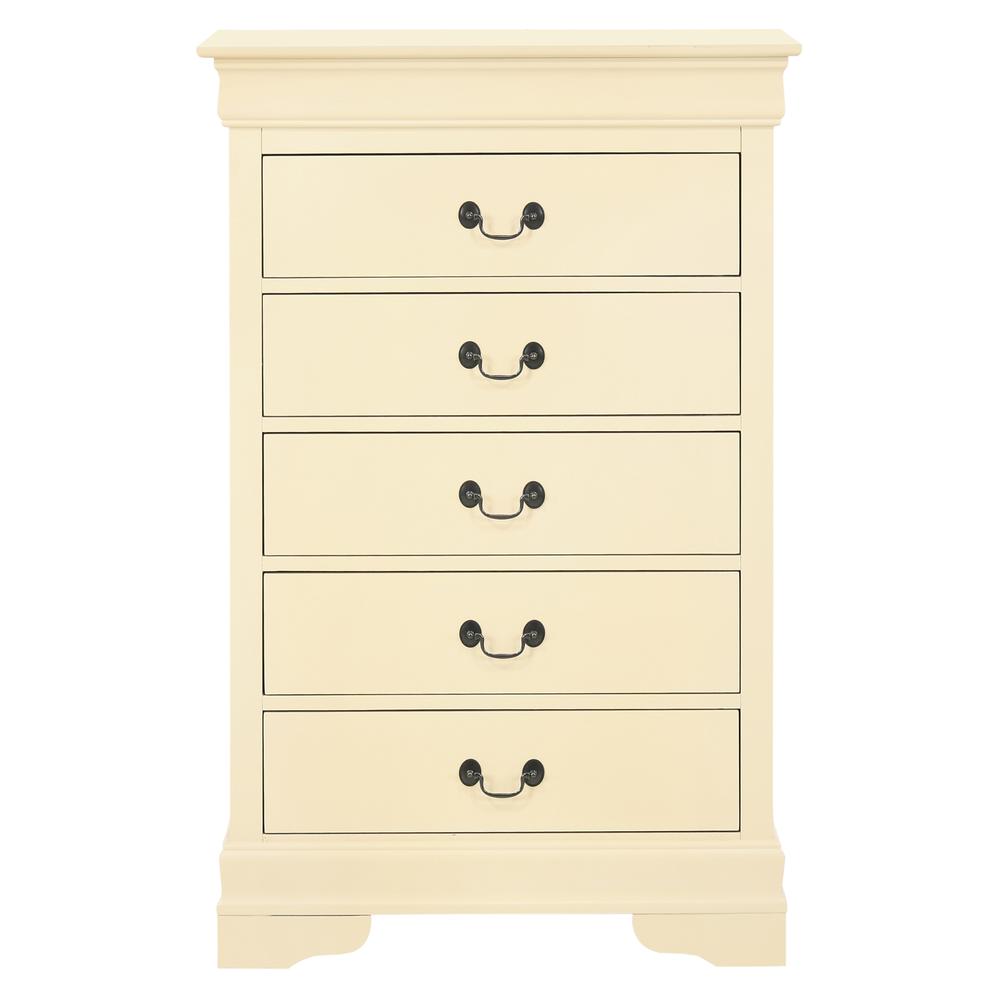Louis Phillipe II Beige 5 Drawer Chest of Drawers (31 in L. X 16 in W. X 48 in H.). Picture 2