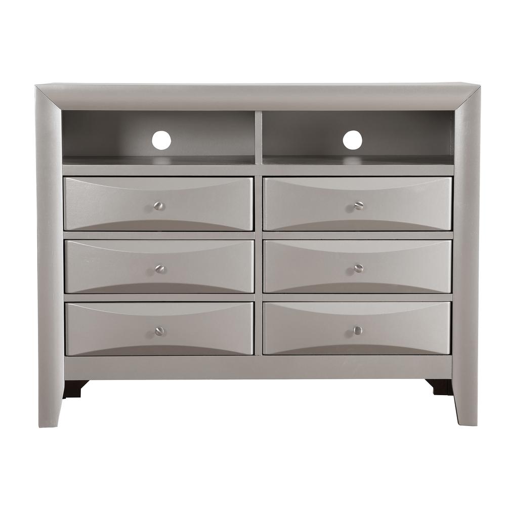 Marilla Silver Champagne 6-Drawer Chest of Drawers (47 in. L X 17 in. W X 37 in. H). Picture 1