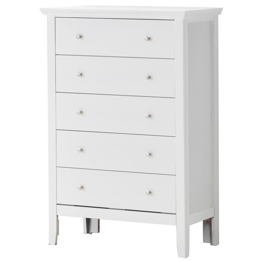 Primo White 5 Drawer Chest of Drawers (32 in L. X 16 in W. X 48 in H.). Picture 1