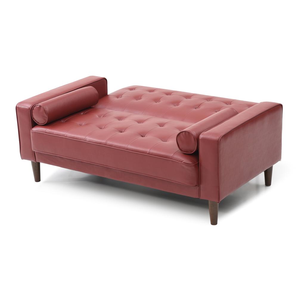 Andrews 60 in. W Flared Arm Faux Leather Straight Sofa in Red. Picture 3