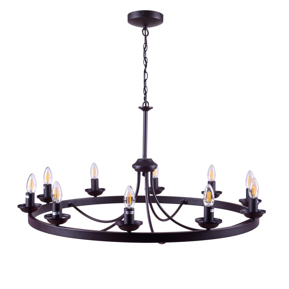 Erica 10-Light Candle Style Wagon Wheel Chandelier. Picture 4