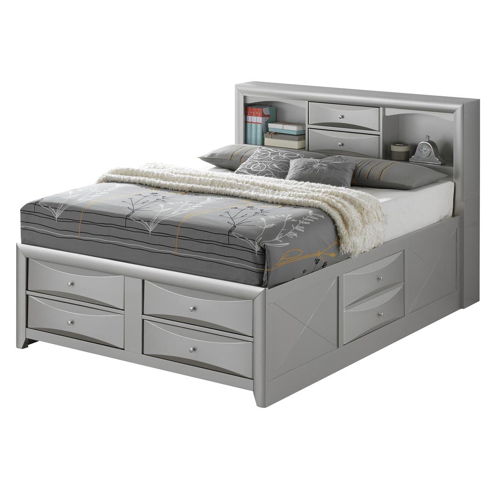 Marilla Silver Champagne Full Panel Beds, PF-G1503G-FSB3. Picture 1