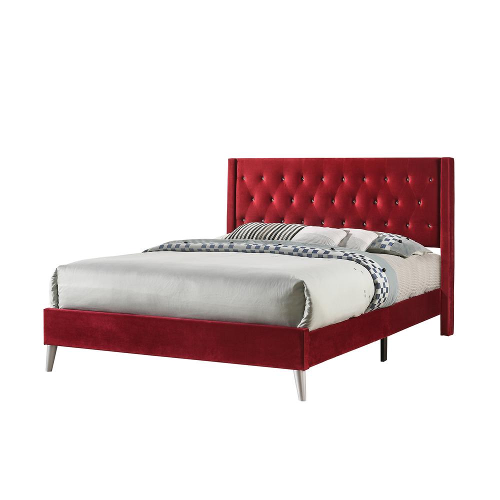 Bergen Cherry King Tufted Panel Bed. Picture 1