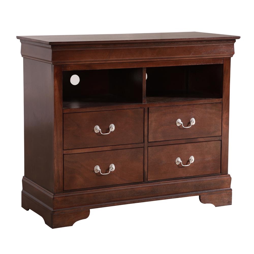 Louis Phillipe Cappuccino 4 Drawer Chest of Drawers (42 in L. X 18 in W. X 35 in H.). Picture 1