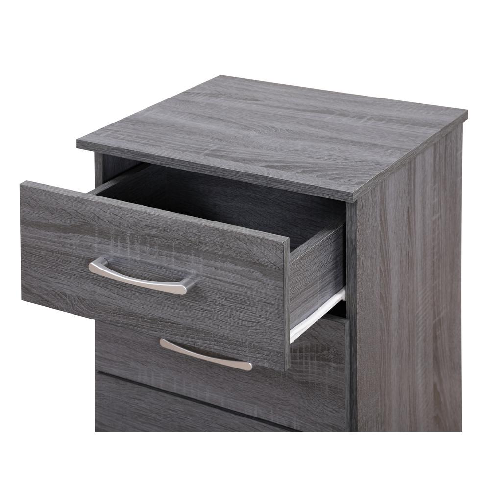 Boston 3-Drawer Gray Nightstand (24 in. H x 16 in. W x 18 in. D). Picture 3