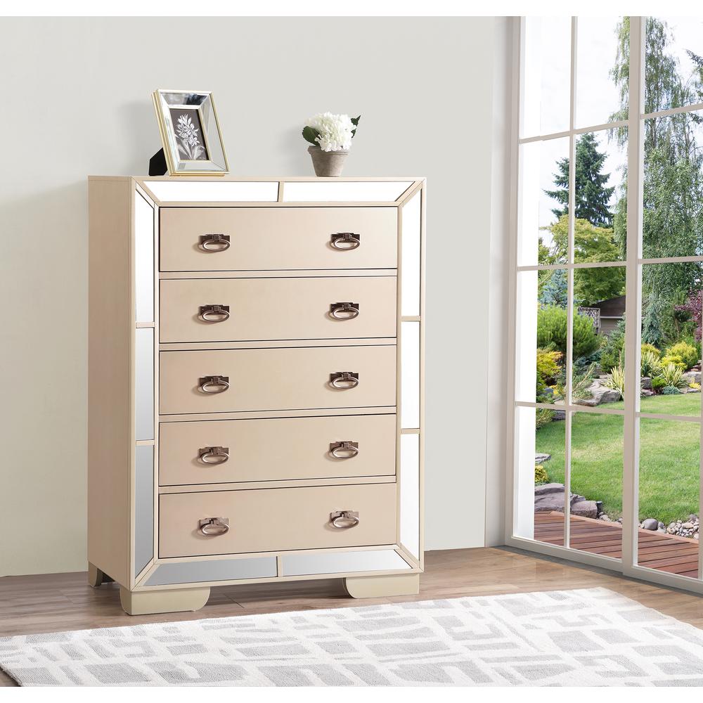 Hollywood Hills Pearl 5-Drawer Chest of Drawers (32 in. L X 21 in. W X 58 in. H). Picture 7