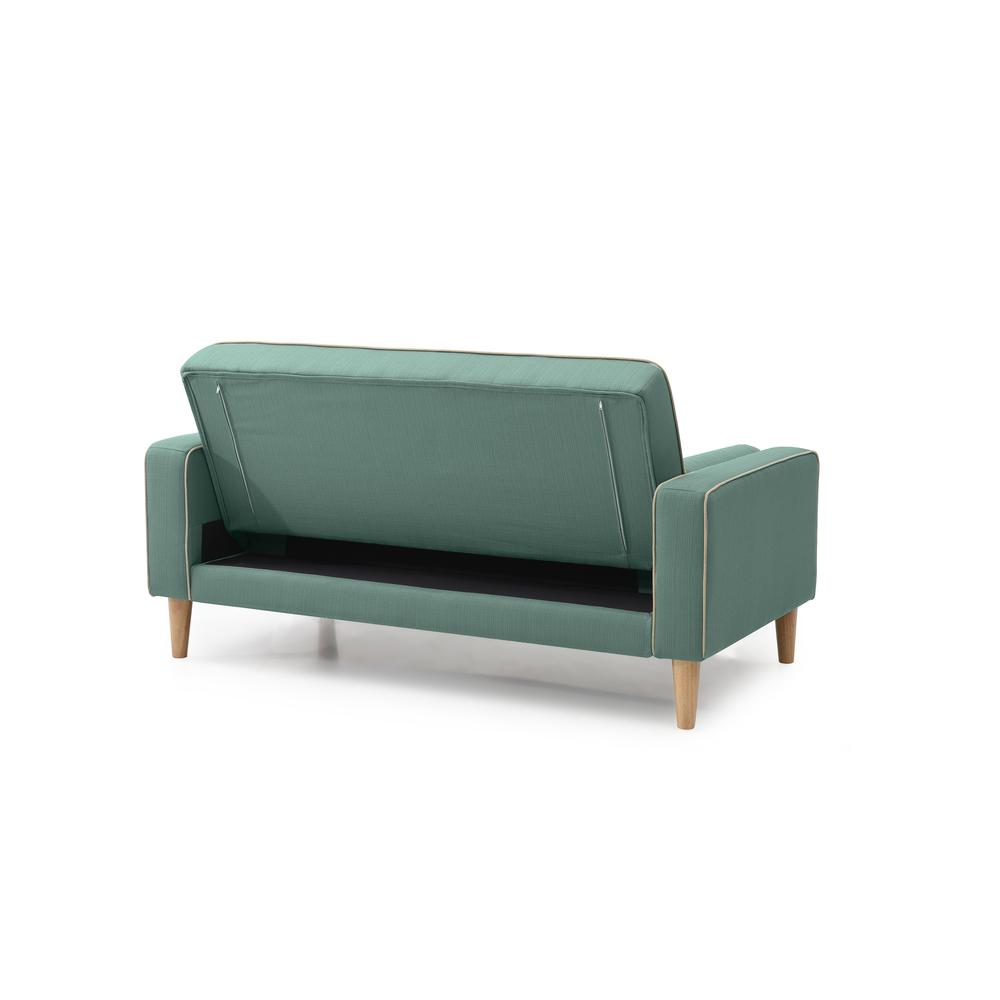 Andrews 60 in. W Flared Arm Polyester Straight Sofa in Teal. Picture 4