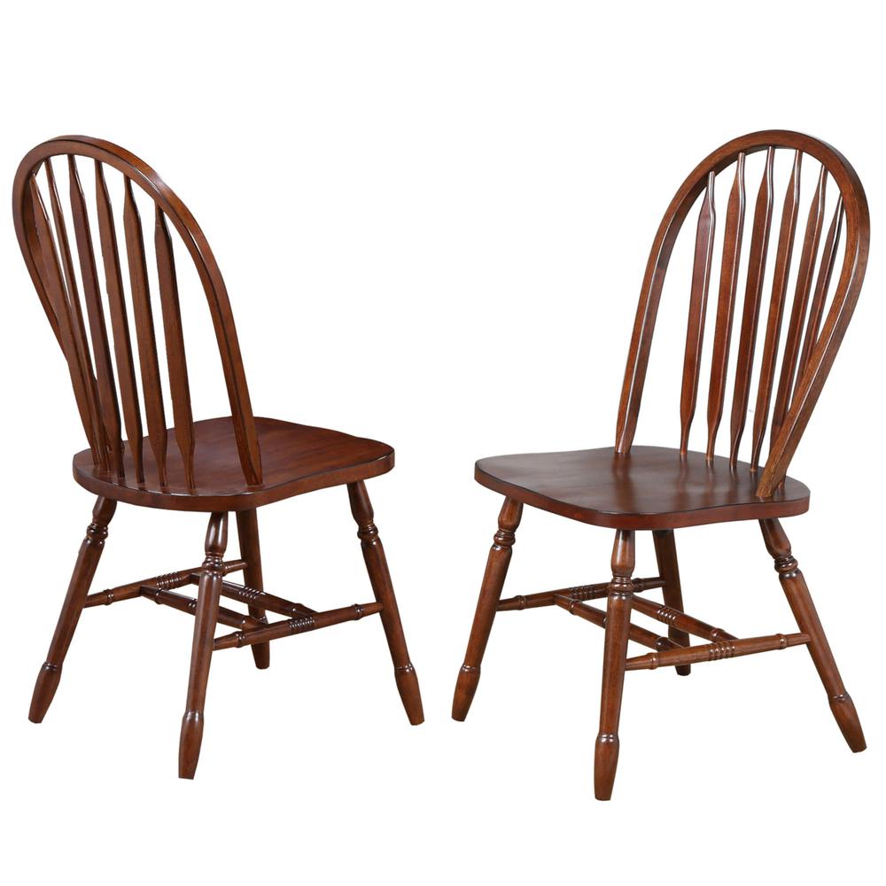 Andrews Malaysian Oak Wood Distressed Chestnut Brown Side Chair (Set of 2). Picture 2