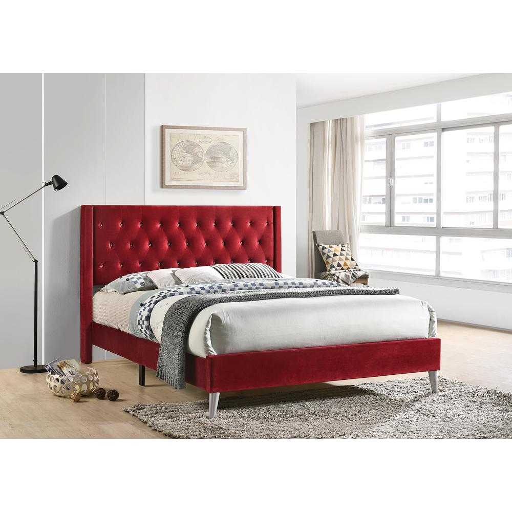 Bergen Cherry King Tufted Panel Bed. Picture 5