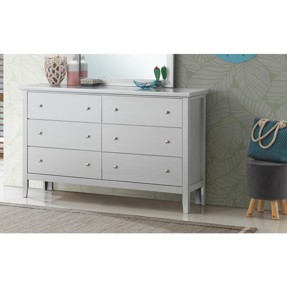 Primo 6-Drawer Silver Champagne Dresser (36 in. X 16 in. X 59 in.). Picture 5