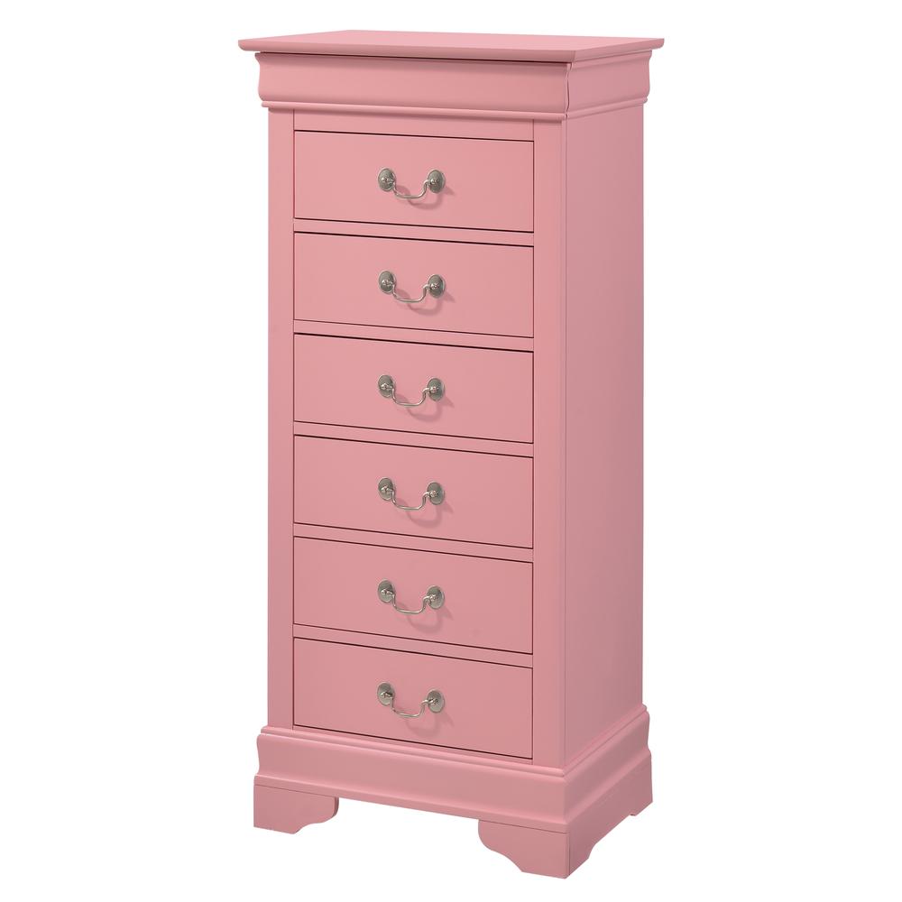 Louis Phillipe Pink 7 Drawer Chest of Drawers (22 in L. X 16 in W. X 51 in H.). Picture 1