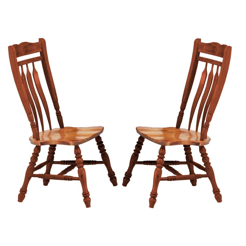 Oak Selections Nutmeg Brown with Light Oak Side Chair (Set of 2), BH-C10-NLO-2. Picture 1