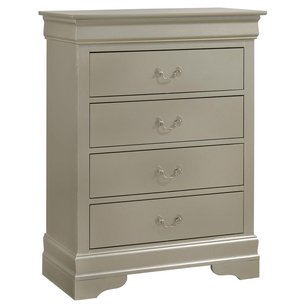 Louis Phillipe Silver Champagne 4 Drawer Chest of Drawers (31 in L. X 16 in W. X 41 in H.). Picture 1