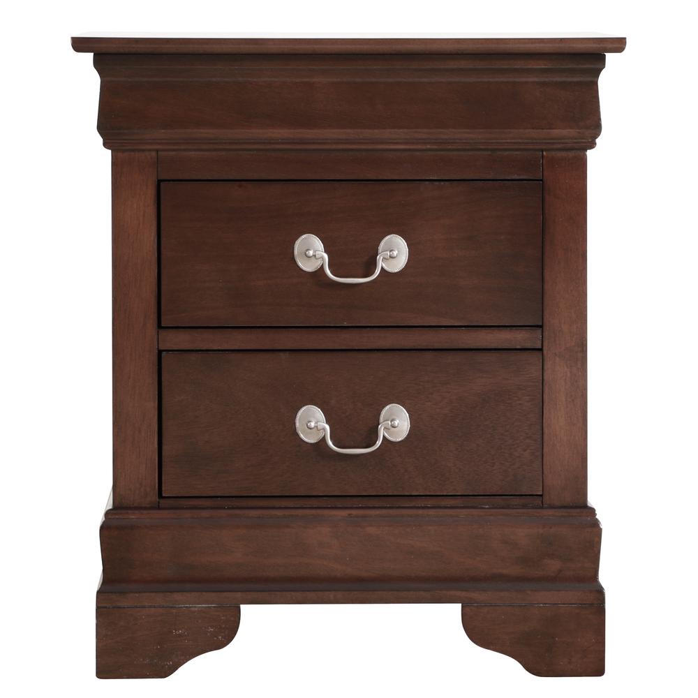Louis Philippe 2-Drawer Cappuccino Nightstand (24 in. H X 21 in. W X 16 in. D). Picture 1
