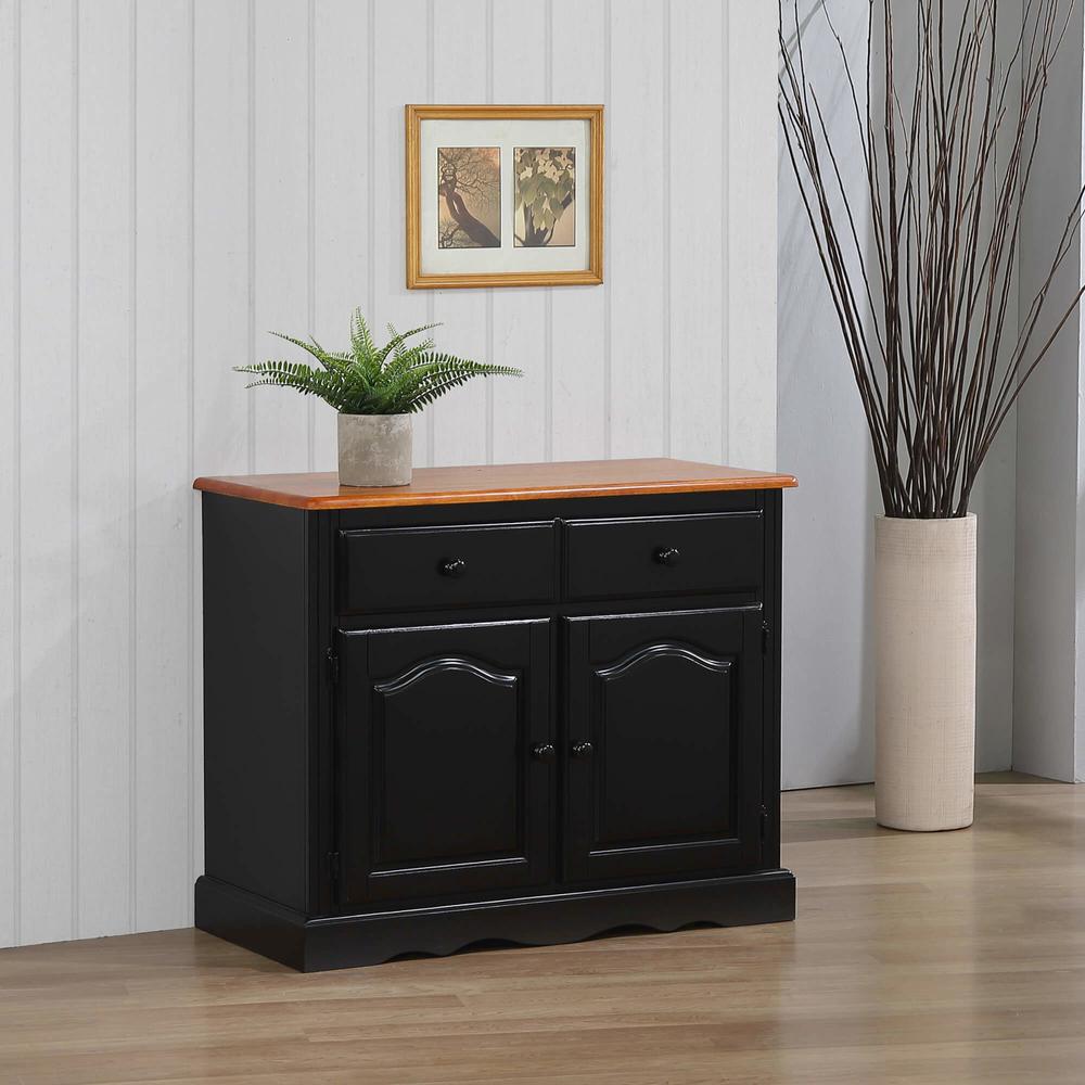Black Cherry Selections Distressed Antique Black with Cherry Buffet with Solid Wood and Drawer. Picture 6