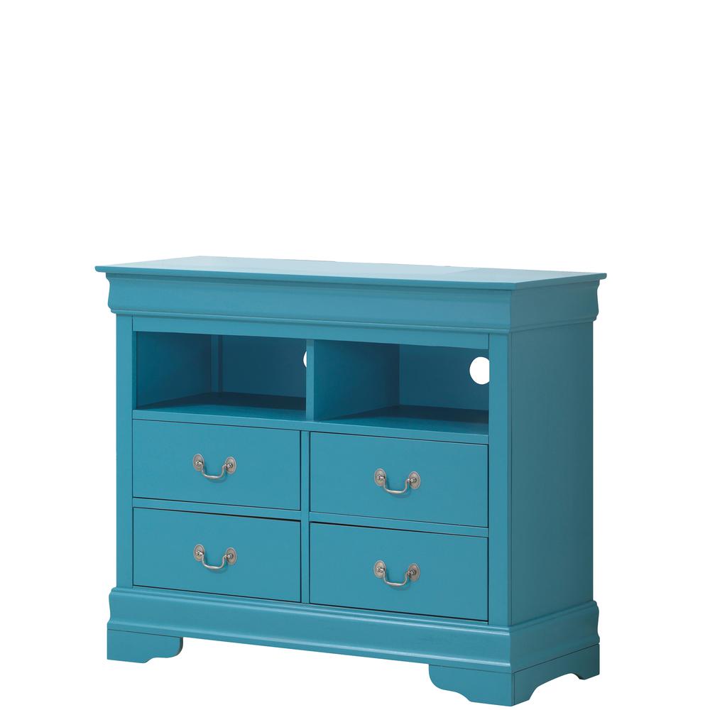 Louis Phillipe Teal 4 Drawer Chest of Drawers (42 in L. X 18 in W. X 35 in H.). Picture 2